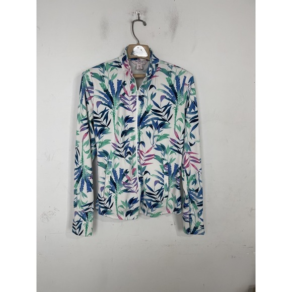 Tommy Bahama Women's L Tennis Full Zip Jacket Tropical Print Athletic - Picture 3 of 11